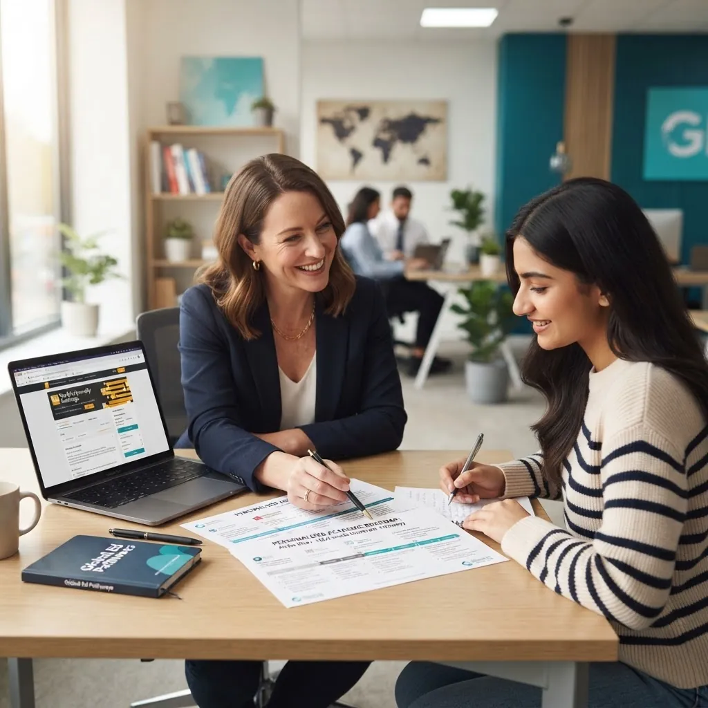 A CAC consultant and student reviewing a personalized study plan together