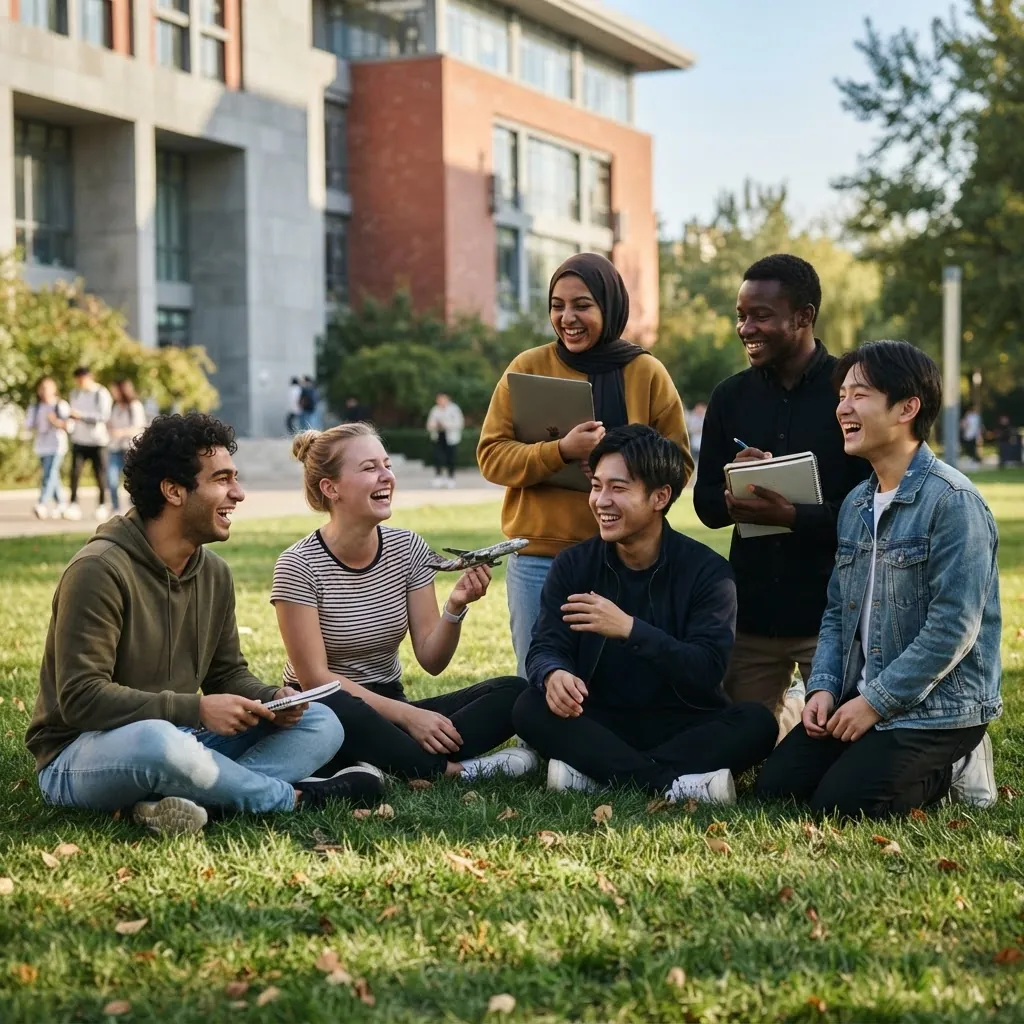 International students together on the Beihang University campus