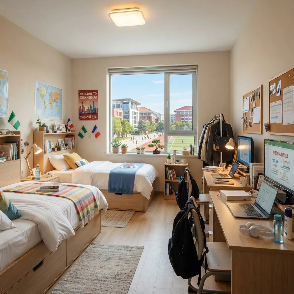 International student dormitory room at Peking University