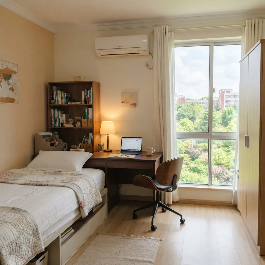 International student dormitory room at Renmin University of China