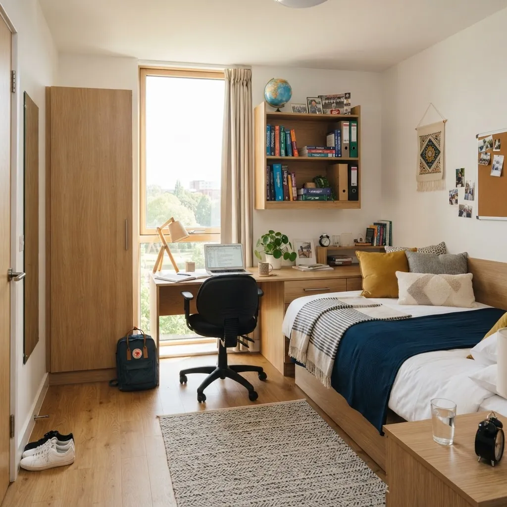 International student dormitory room at Tsinghua University