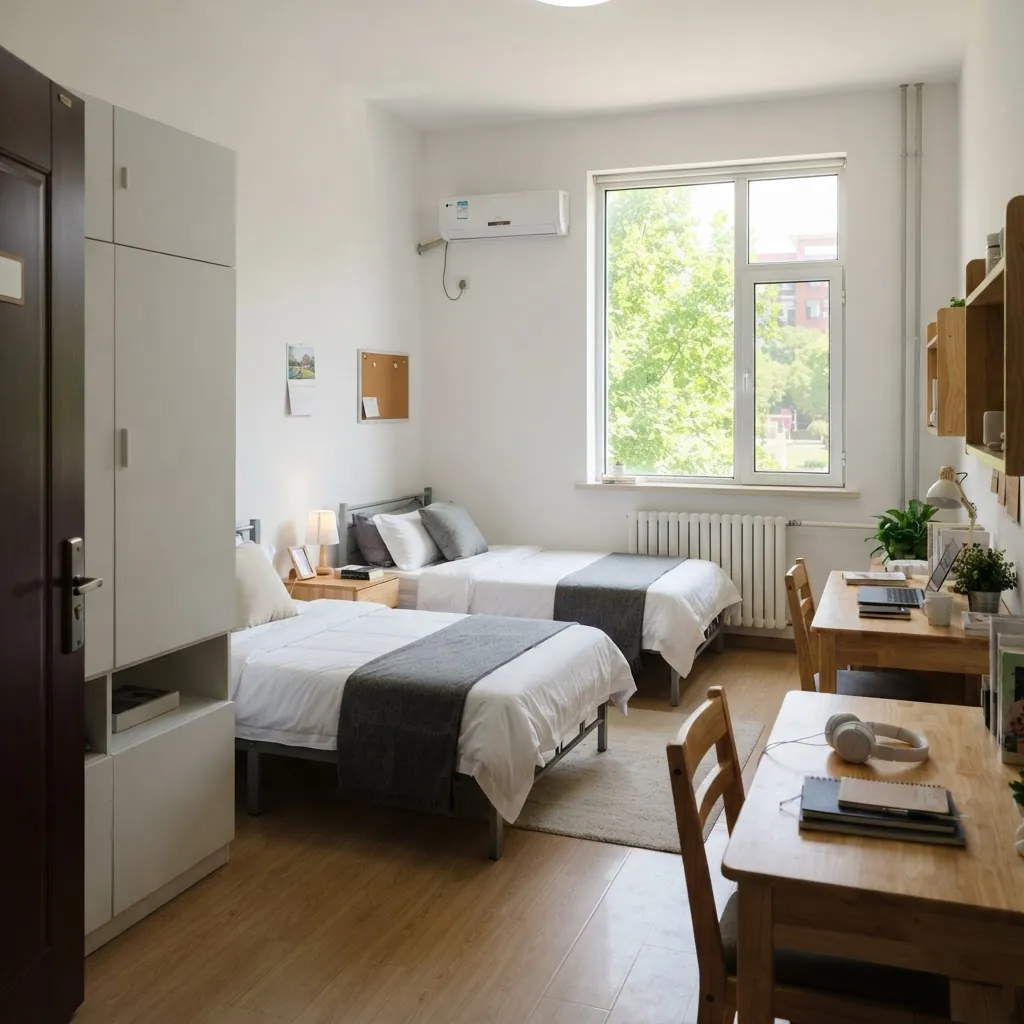 International student dormitory room at Sichuan University