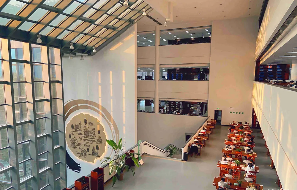 Students studying inside the Southwest Petroleum University library