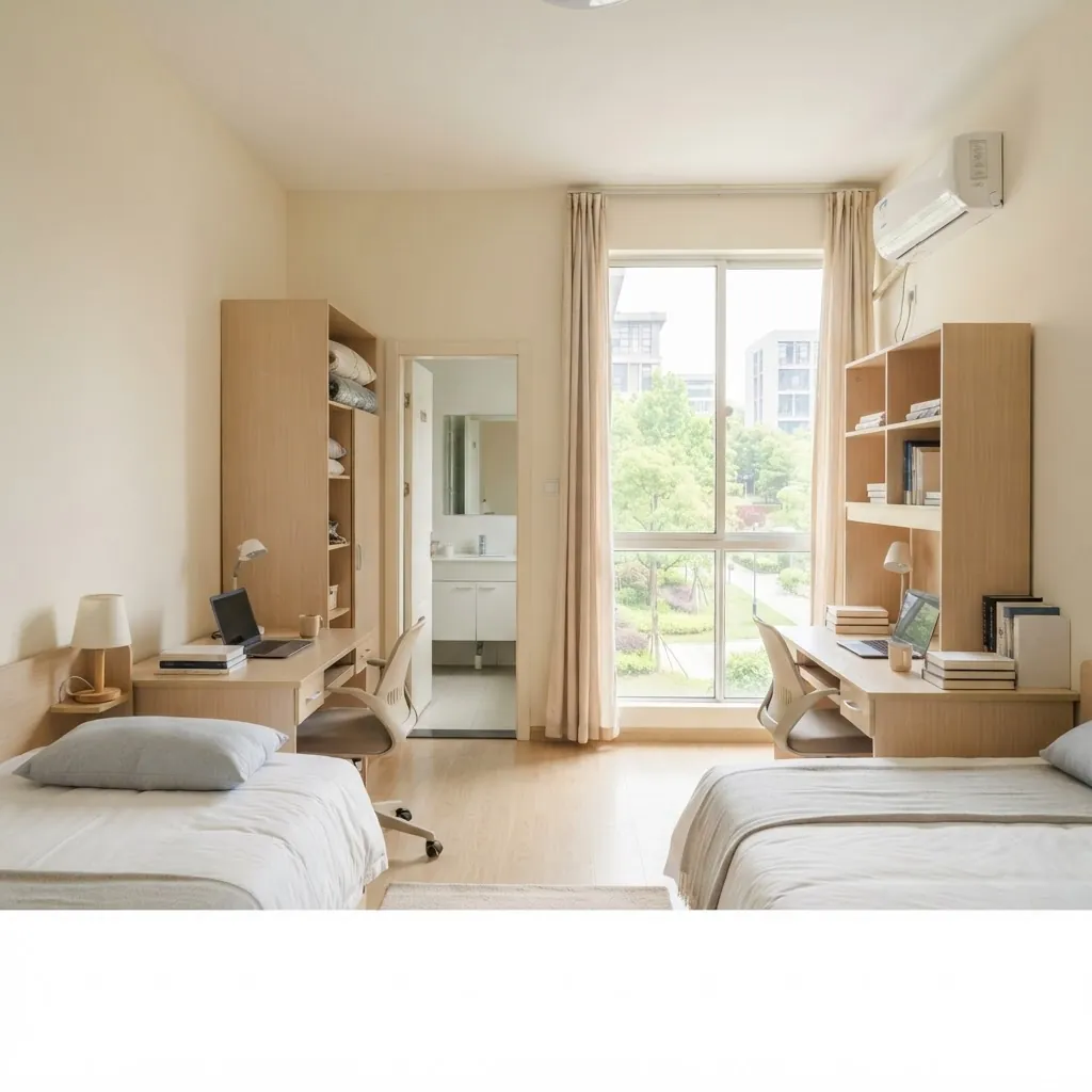 International student dormitory room at UESTC