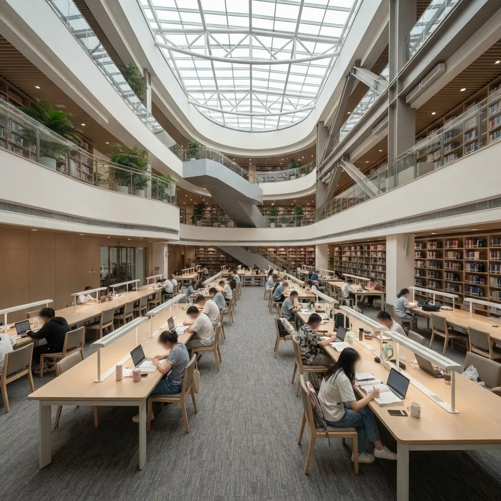 Students studying in the UESTC library reading room