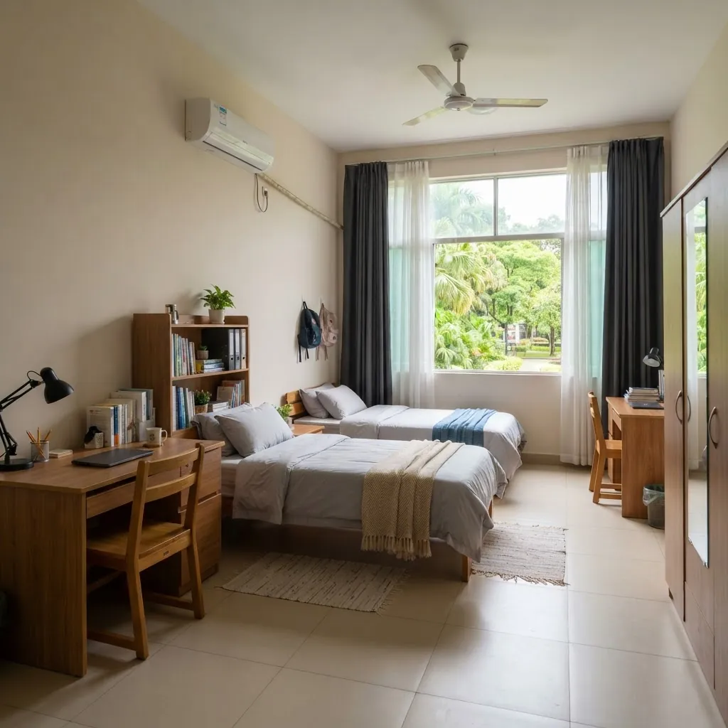 International student dormitory room at Jinan University