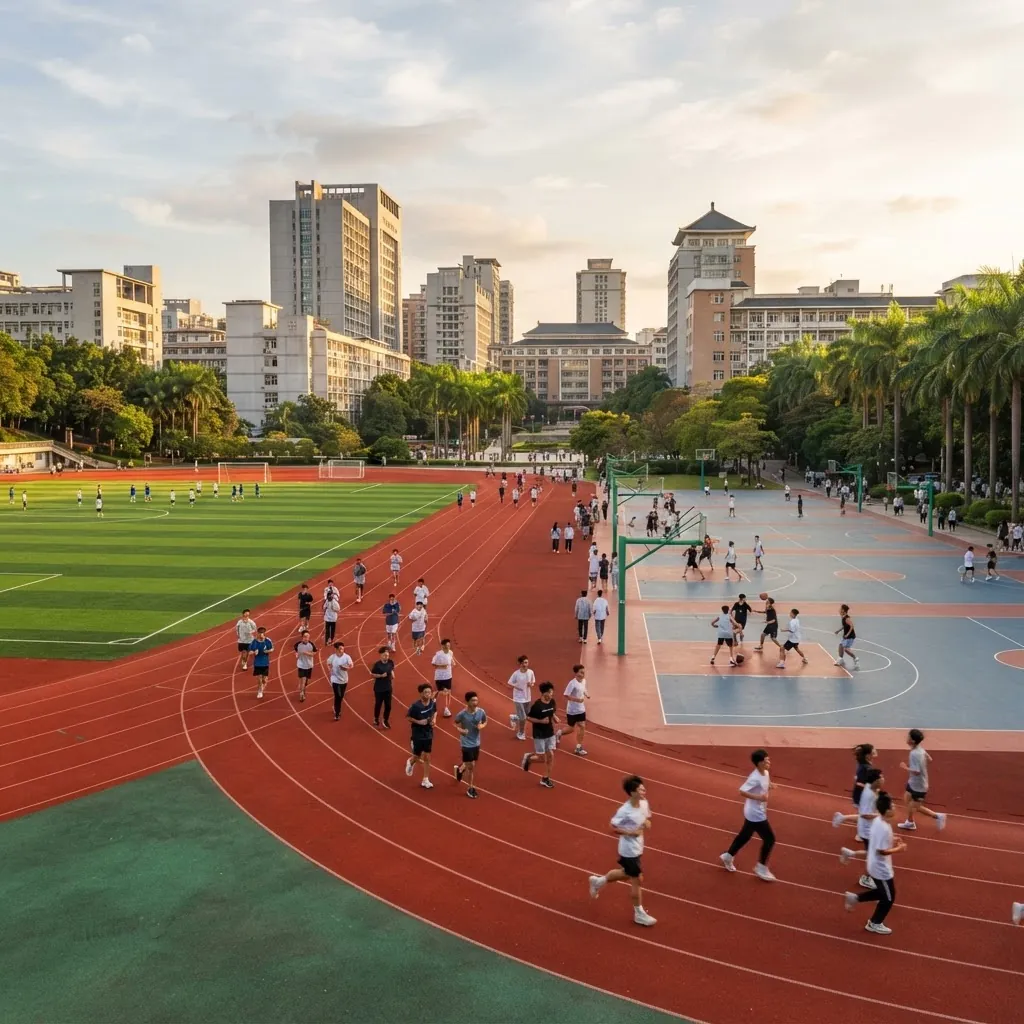 Running track and sports fields at South China University of Technology