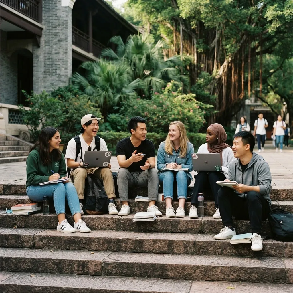 International students together on the South China University of Technology campus