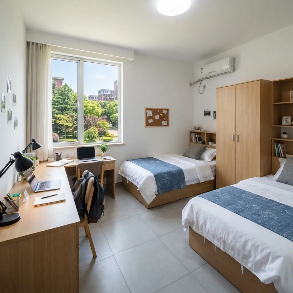 International student dormitory room at Zhejiang University