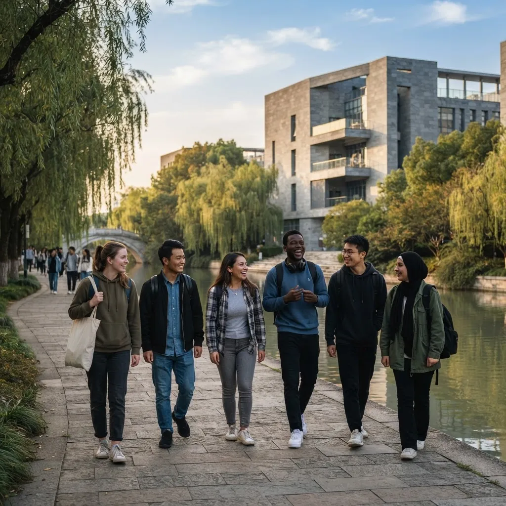 International students on the Zhejiang University campus