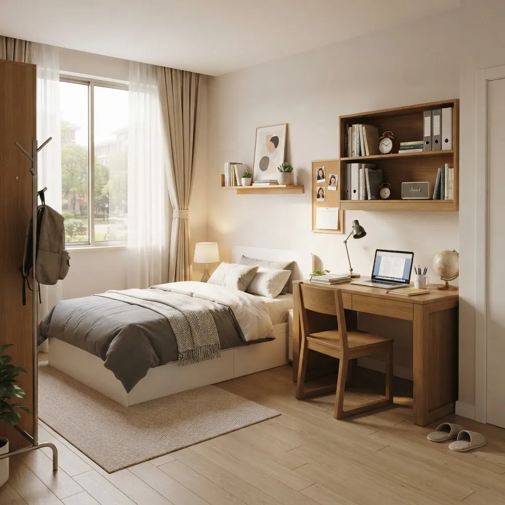 International student dormitory room at Nanjing University