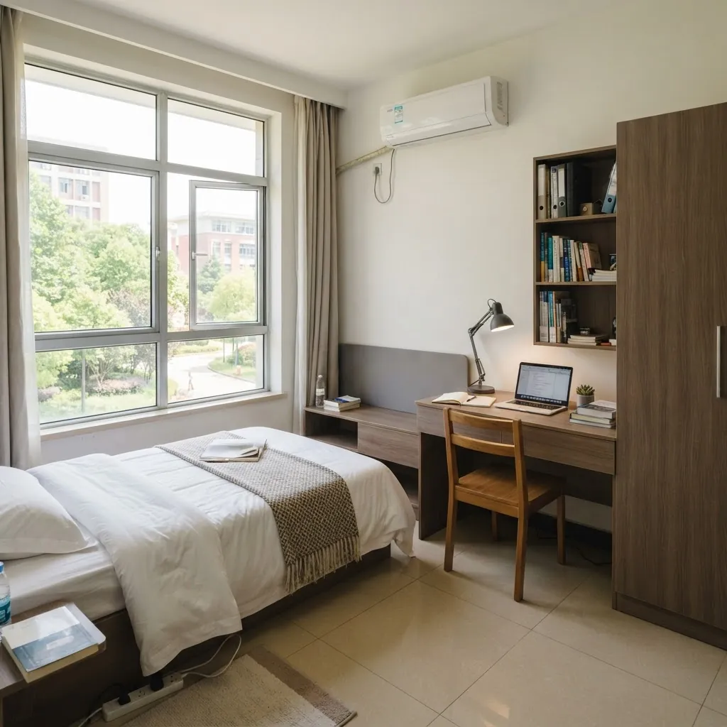 International student dormitory room at Southeast University