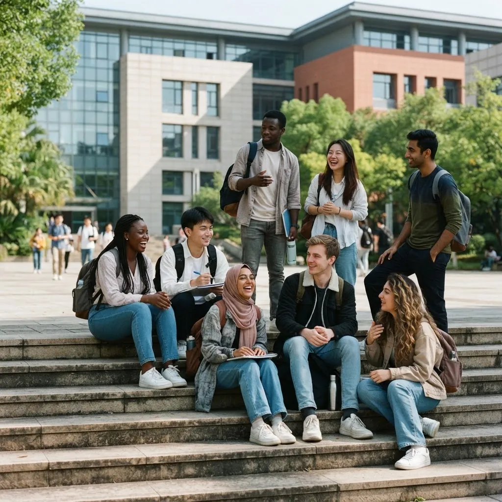 International students together on the Southeast University campus