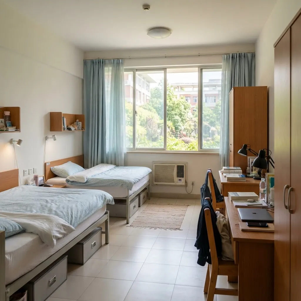 International student dormitory room at East China Normal University