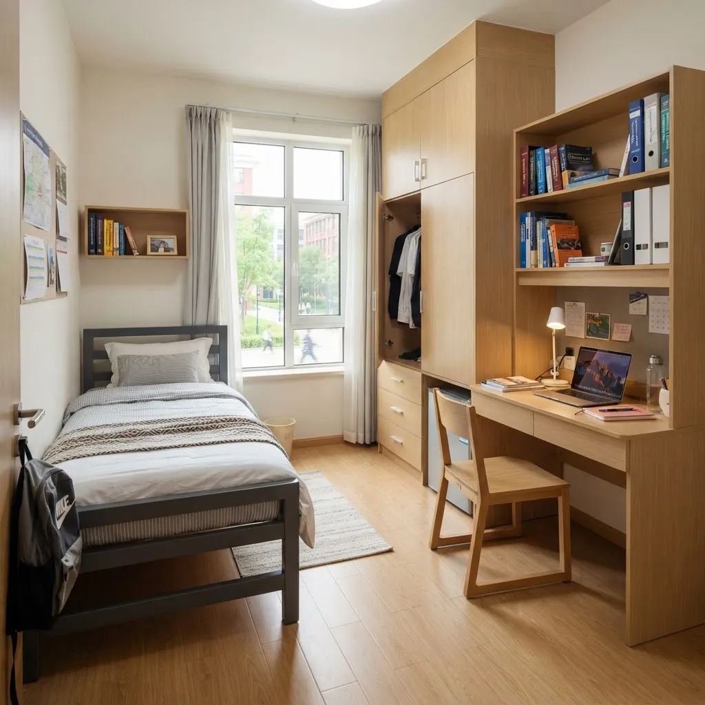 International student dormitory room at Shanghai Jiao Tong University
