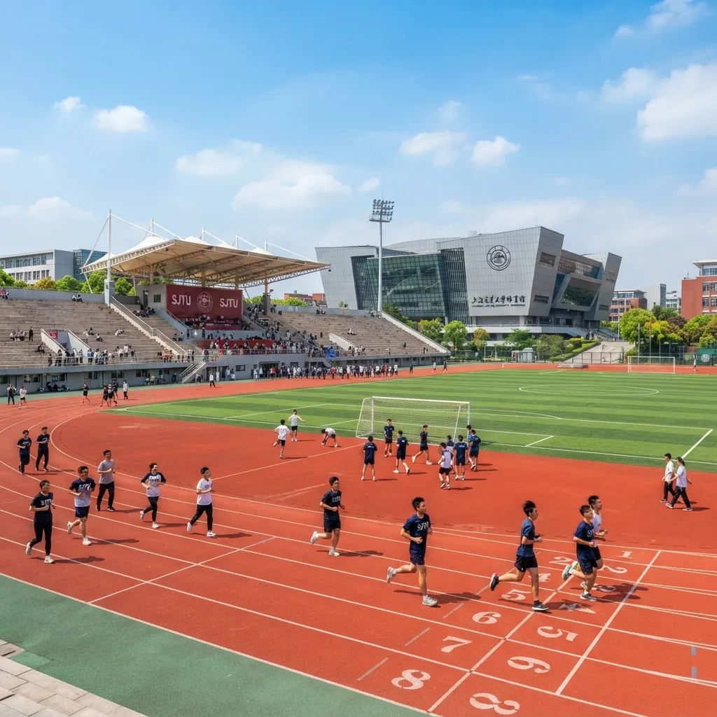 Sports stadium and running track at Shanghai Jiao Tong University