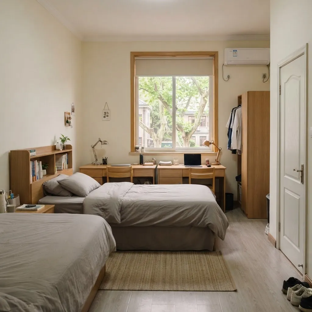 International student dormitory room at Tongji University