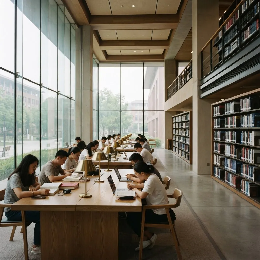 Reading room inside the Tongji University library