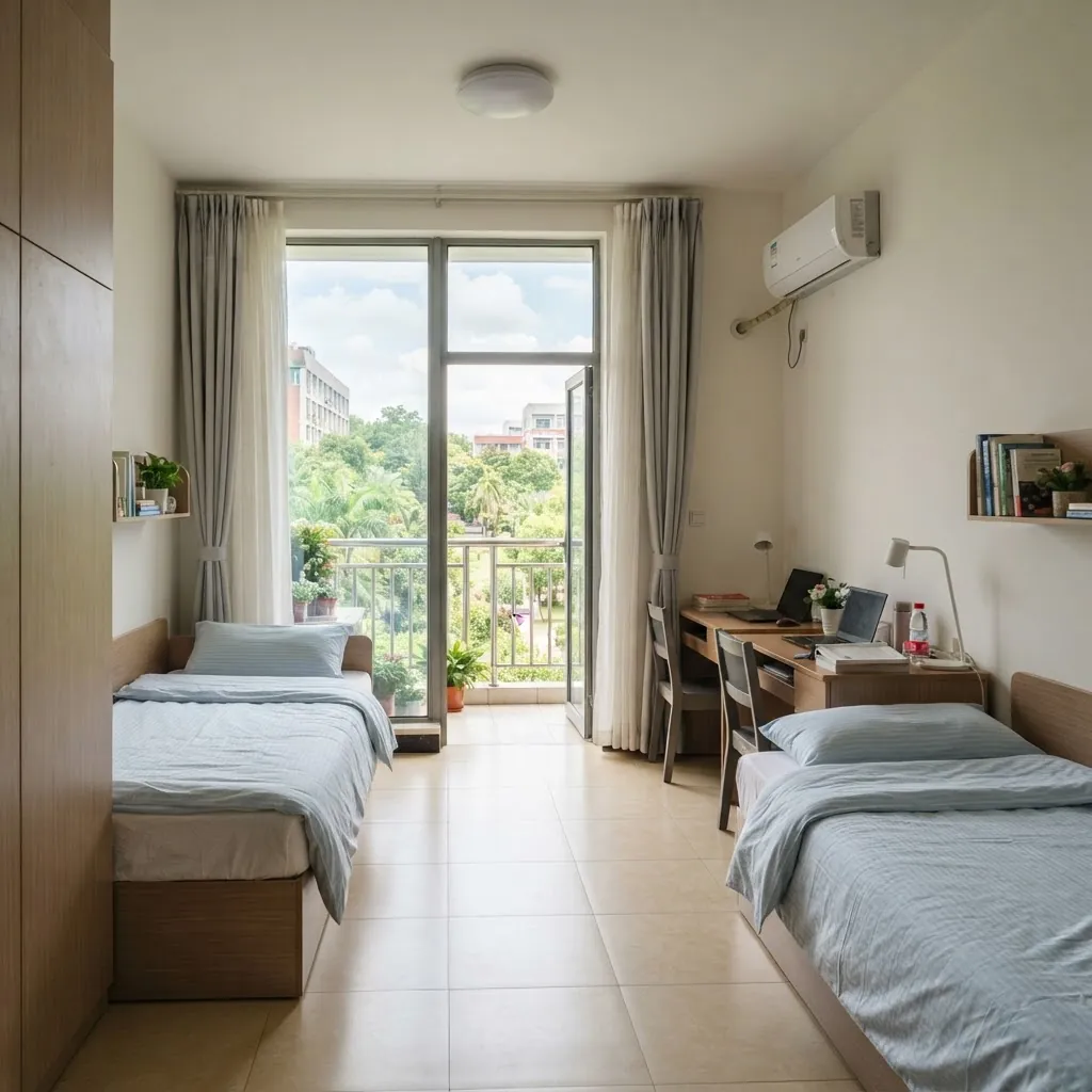 International student dormitory room at Shenzhen University
