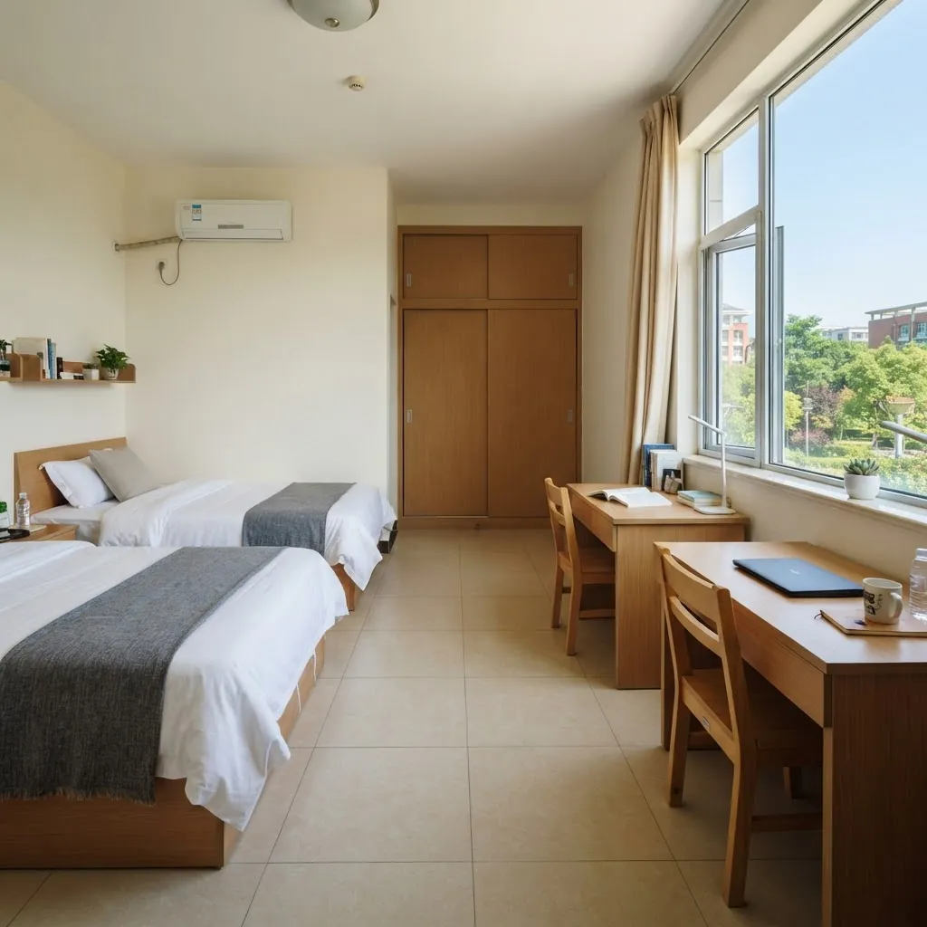International student dormitory room at Tianjin University
