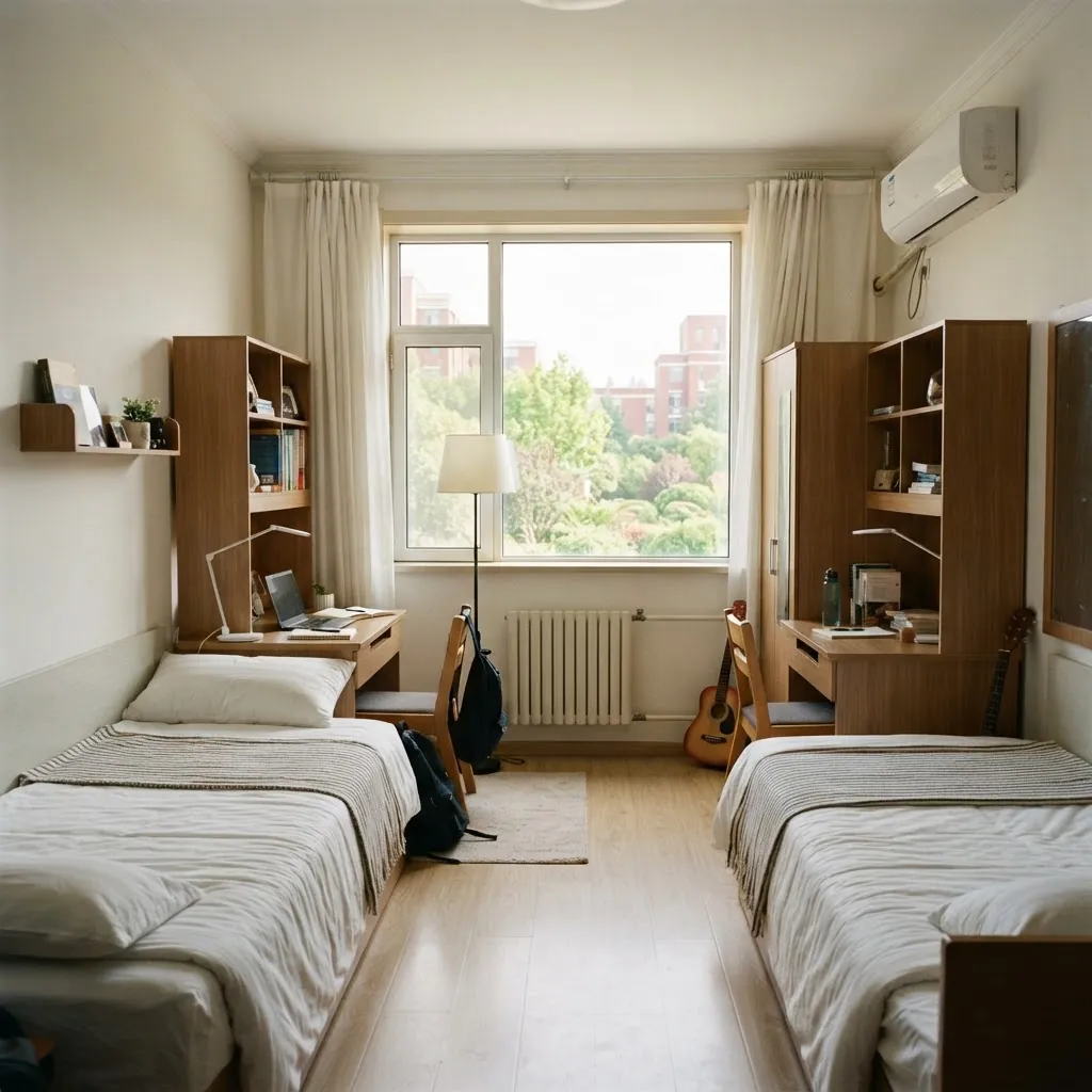International student dormitory room at Huazhong University of Science and Technology