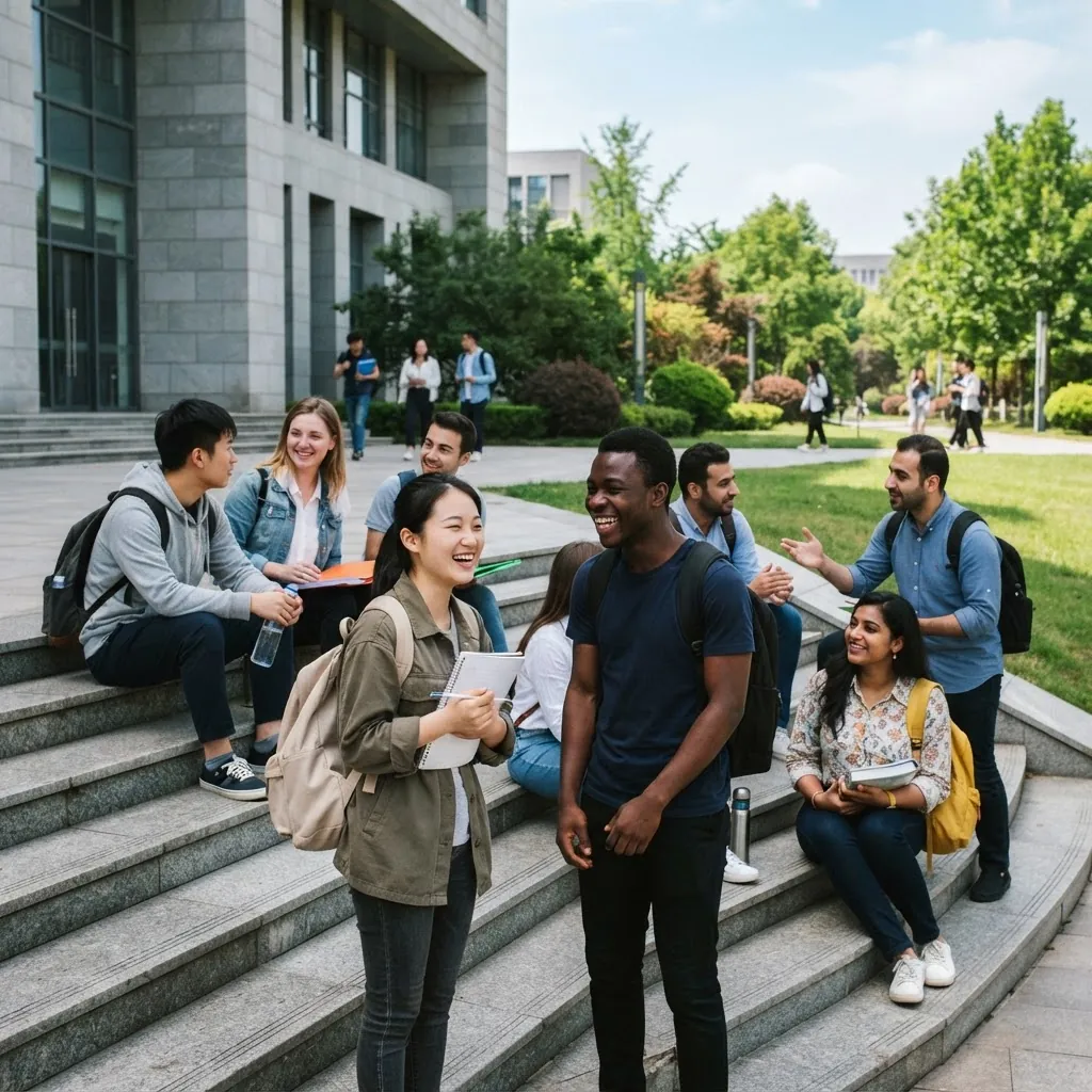International students together on the Northwestern Polytechnical University campus