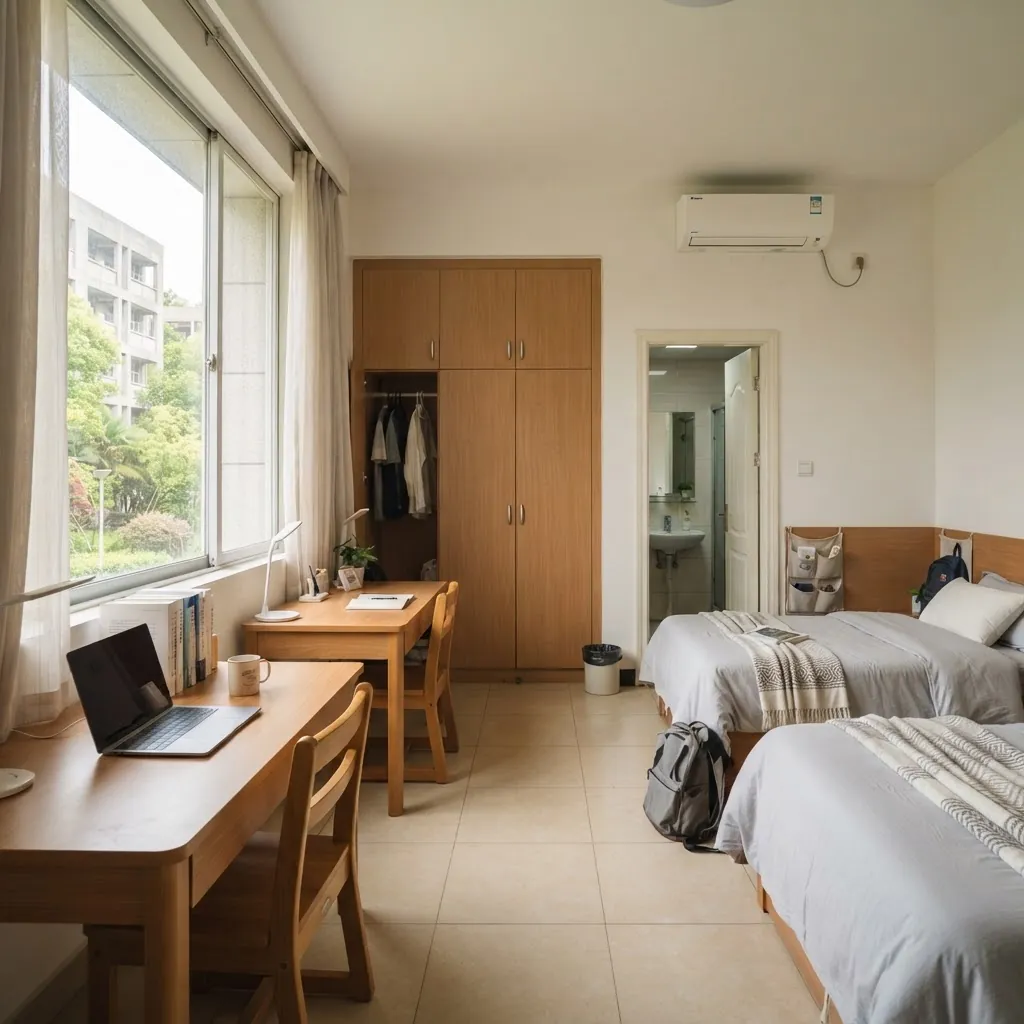 International student dormitory room at Xi’an Jiaotong University