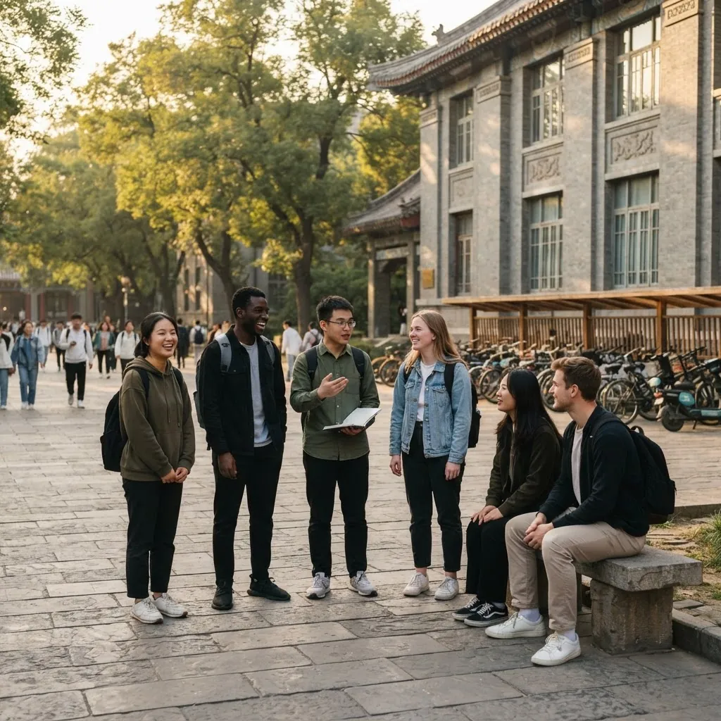 International students on campus at Xi’an Jiaotong University