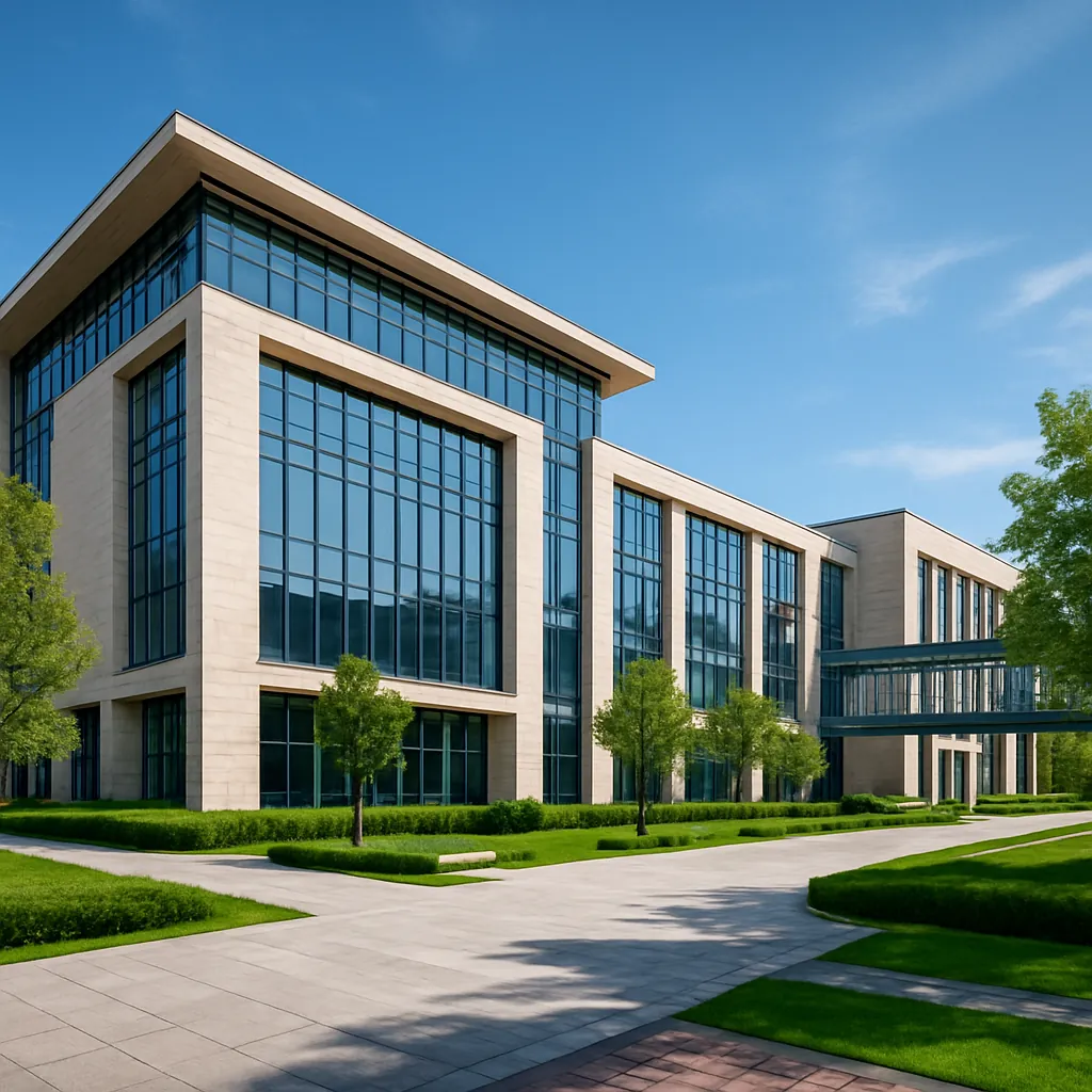 A modern Chinese university campus building